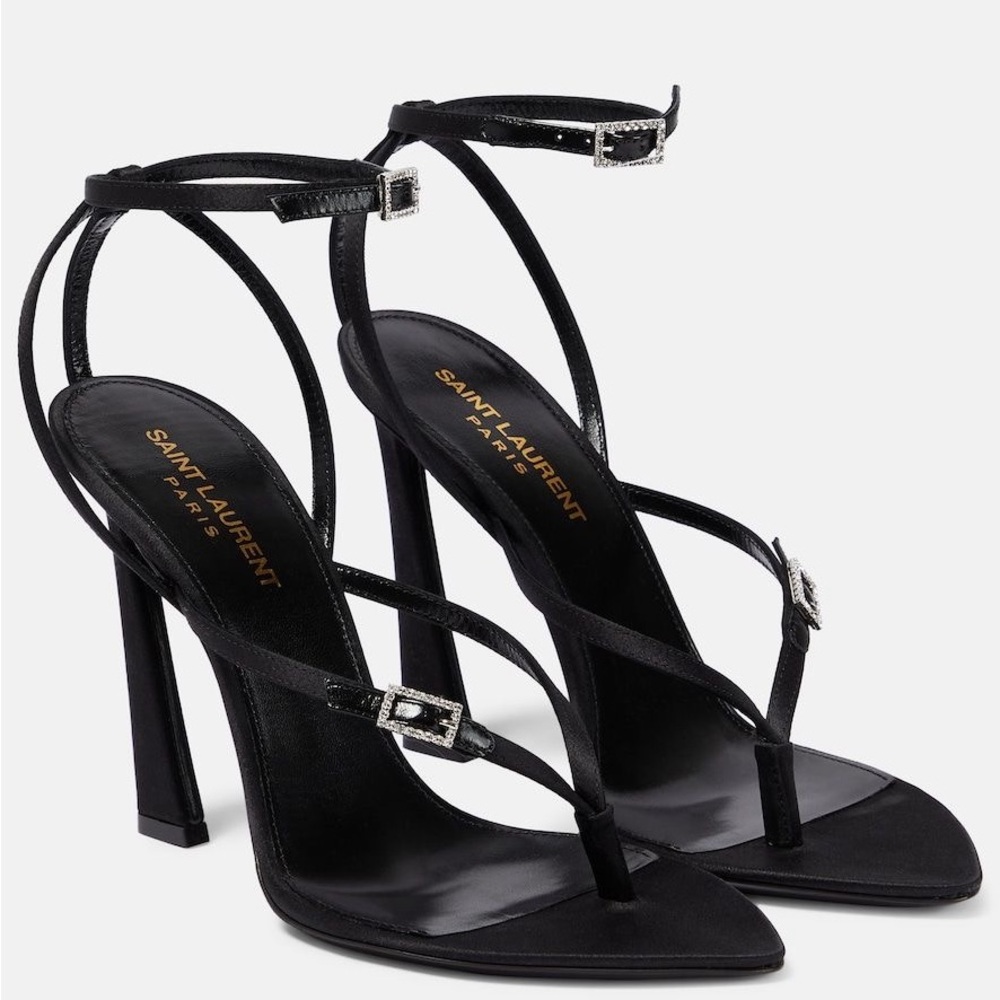 Saint Laurent Black Strappy Heeled Sandals